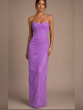 Theia Strapless Lavender Gown
